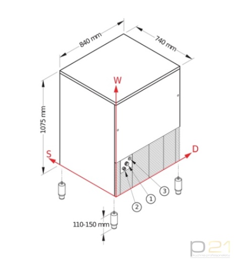 Kostarka do lodu 134 kg/24h, 65 kg zasobnik, chłodzenie wodą, SL 280 W R290, NTF