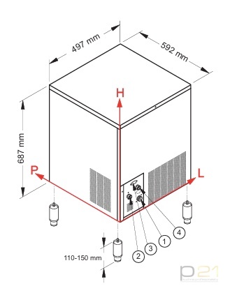 Kostkarka do lodu 38 kg/24h, 16 kg zasobnik, system myjący,chłodzenie powietrzem, NTF SL 70 R290