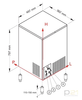 Kostkarka do lodu 49 kg/24h, 25 kg zasobnik, system myjący,chłodzenie powietrzem, NTF SL 90 R290