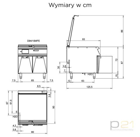Patelnia multifunkcyjna GN2/1, Fit-pan, 20 kW, D94/10MFE, Diamante90, Olis