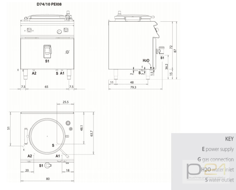 Kocioł elektryczny 80 l, grzanie pośrednie, 9,8 kW, Diamante 700, D74/10PEI08, Olis Kocioł elektryczny 80 l, grzanie pośrednie, 9,8 kW, Diamante 700, D74/10PEI08, Olis