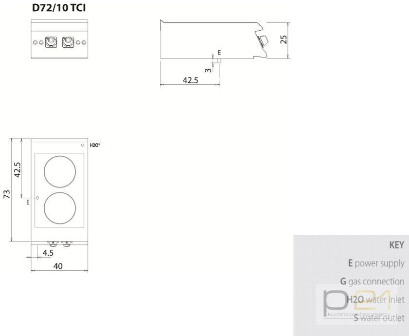 Kuchnia indukcyjna, 7 kW, bez podstawy, Diamante 700, D72/10TCI, Olis Kuchnia indukcyjna, 7 kW, bez podstawy, Diamante 700, D72/10TCI, Olis