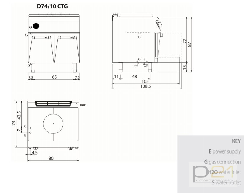 Kuchnia żeliwna, gazowa, na podstawie, 12 kW, Diamante 700, D74/10CTG, Olis Kuchnia żeliwna, gazowa, na podstawie, 12 kW, Diamante 700, D74/10CTG, Olis