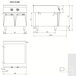 Bemar elektryczny, 5,4 kW, 2x GN1/1 + 2x GN1/3, na podstawie, Diamante 90, Olis