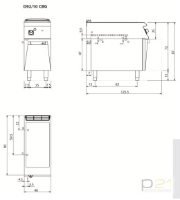 Bemar gazowy, 3 kW, 1x GN1/1 + 1x GN1/3, na podstawie, Diamante 90, Olis