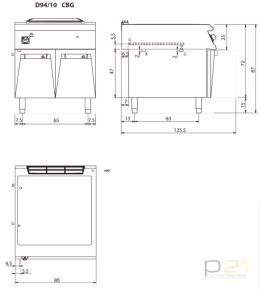 Bemar gazowy, 6 kW, 2x GN1/1 + 2X GN1/3, na podstawie, Diamante 90, Olis