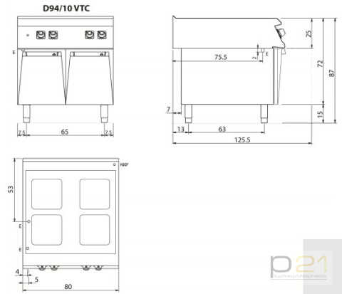 Kuchnia ceramiczna, 16 kW, na podstawie, Diamante 90, Olis Kuchnia ceramiczna, 16 kW, na podstawie, Diamante 90, Olis