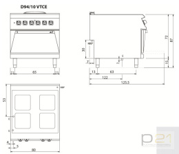 Kuchnia ceramiczna z piekarnikiem elektrycznym, 16+6 kW, Diamante 90, Olis