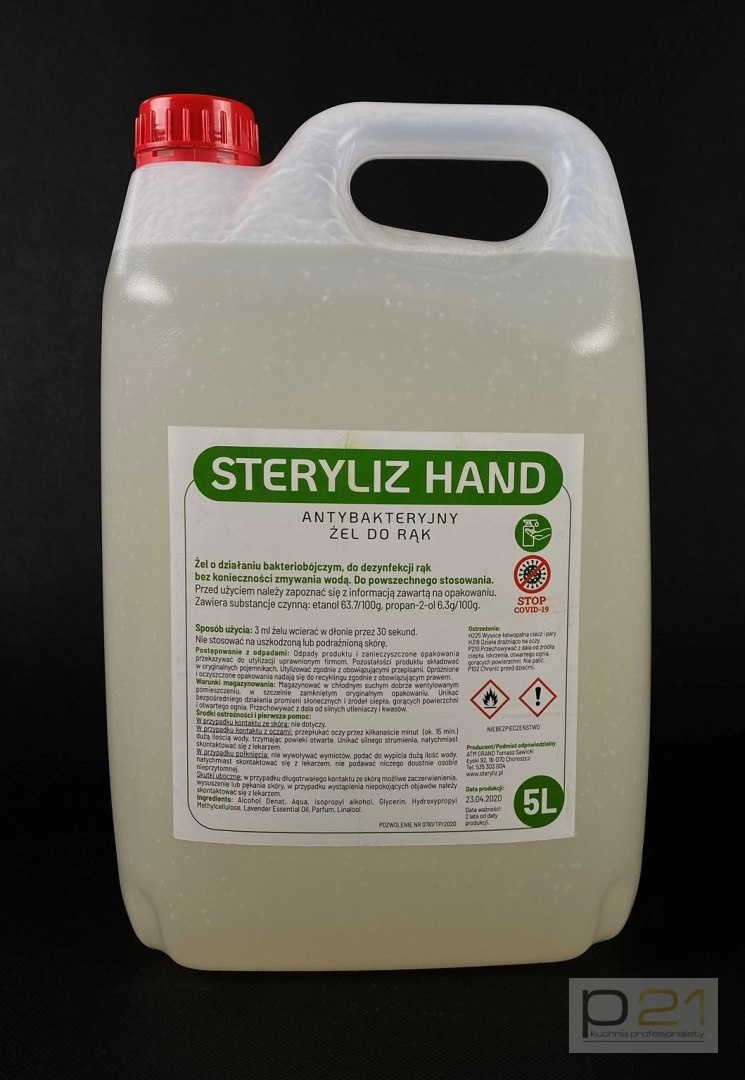 Żel do dezynfekcji rąk, Steryliz Hand 5 l Żel do dezynfekcji rąk, Steryliz Hand 5 l