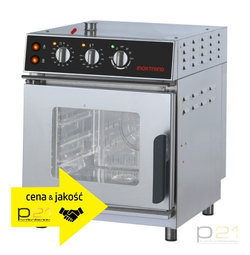 Piec kowekcyjno-parowy 4 x 2/3 GN, sterowanie analogowe, 4,3 kW, Professional Compact 51, Inoxtrend Piec kowekcyjno-parowy 4 x 2/3 GN, sterowanie analogowe, 4,3 kW, Professional Compact 51, Inoxtrend